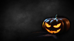 Halloween pumpkin lantern in the dark