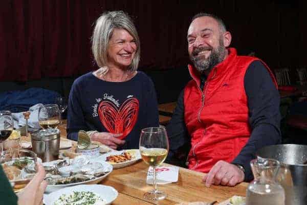 A couple at a restaurant