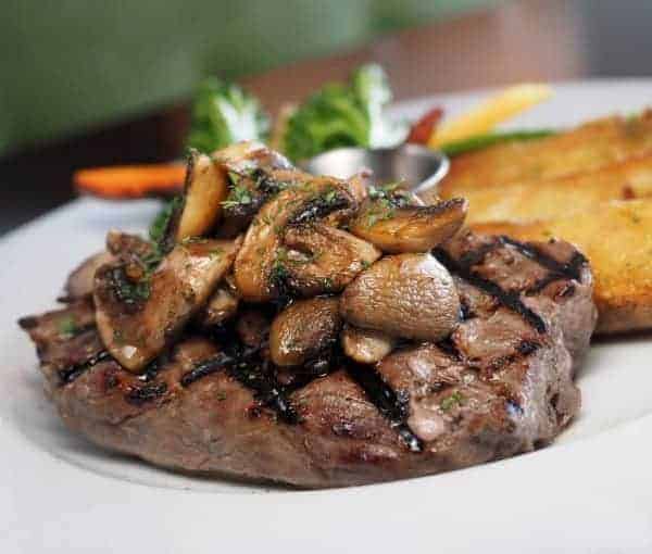 Piece of beef with porcini mushrooms