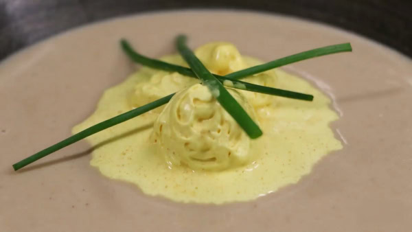 plate of chestnut and saffron soup