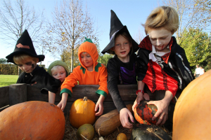 Enfants déguisés pour Halloween aux Jardins de Colette