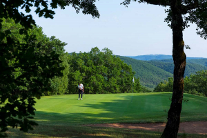 Un joueur de golf joue sur le green du golf de Souillac