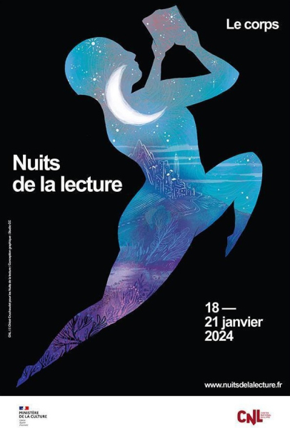 Affiches officielle des Nuits de la lecture du 18 au 20 janvier 2024