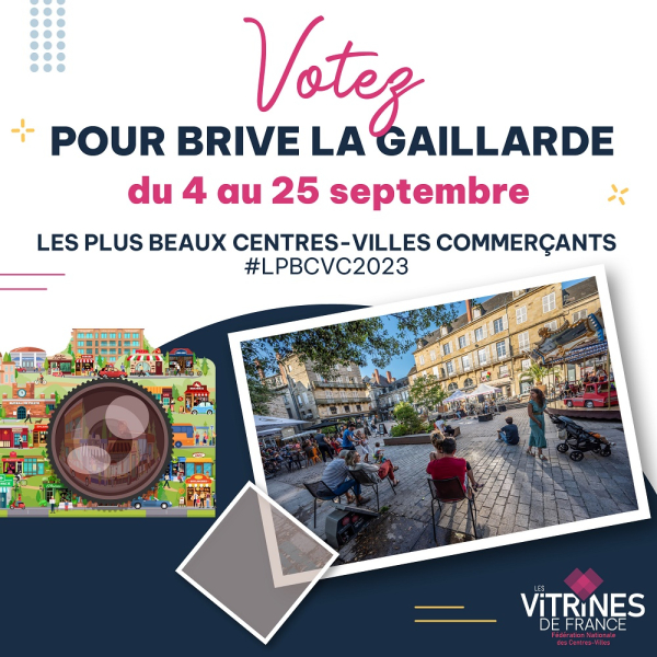 Affiche du jeu concours du plus beau centre ville commerçant : votez Brive