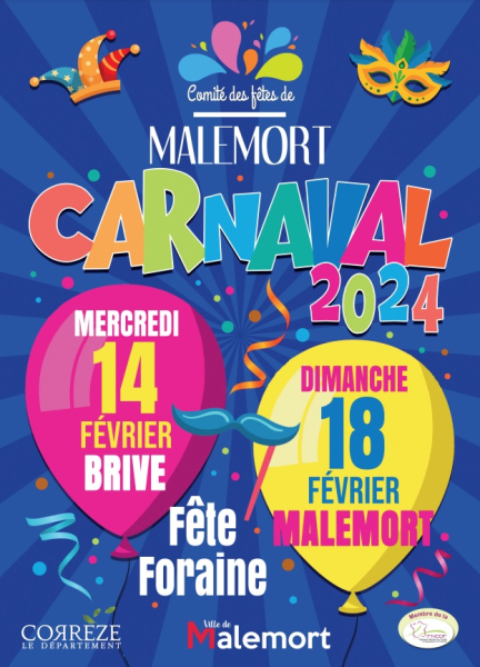 affiche voor het Malemort-carnaval 2024