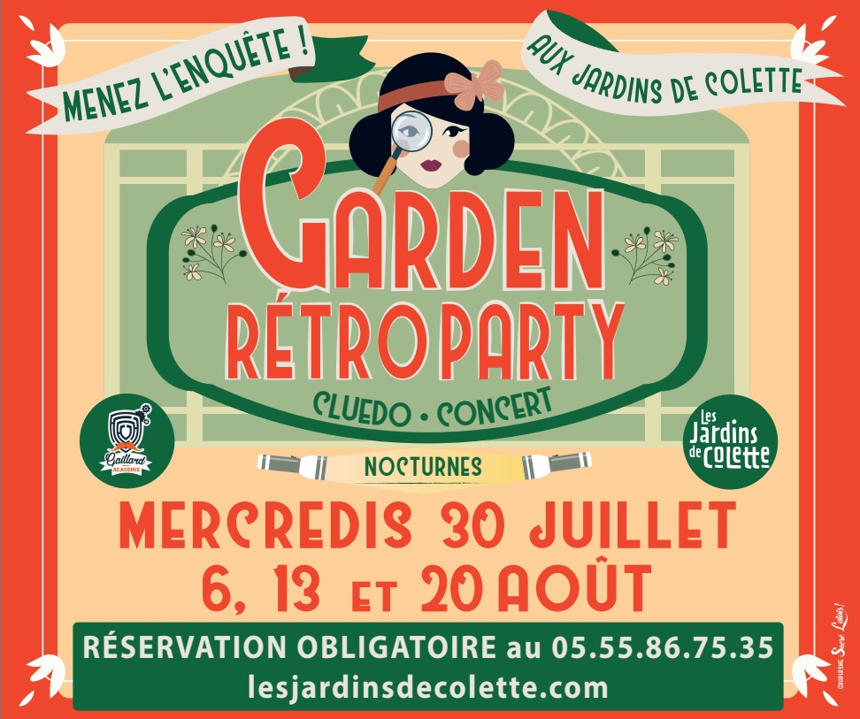 Affiche 2025 des Garden Retro Party aux Jardins de Colette